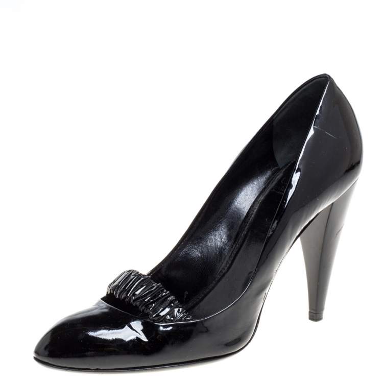 Pre Owned Burberry Black Patent Leather Pumps Size 39.5