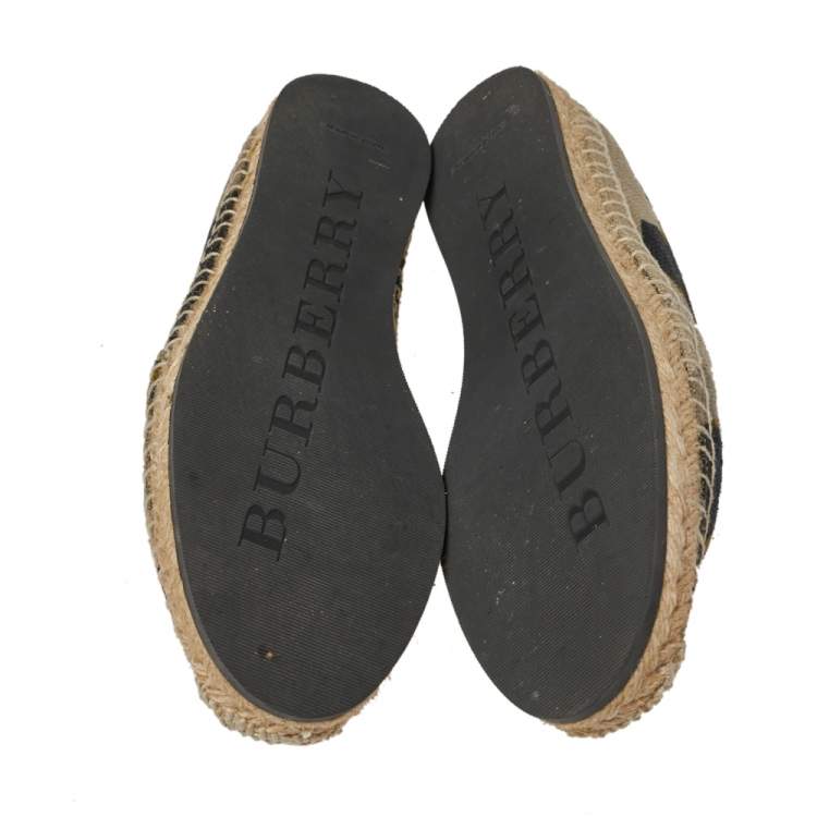 Pre Owned Burberry Beige Camo Print Canvas Slip on Espadrilles Size 37.5