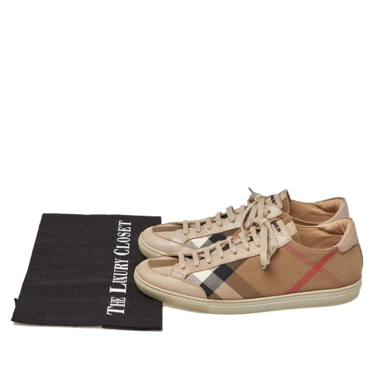 Pre Owned Burberry Nova Check Canvas And Leather Sneakers Size 39