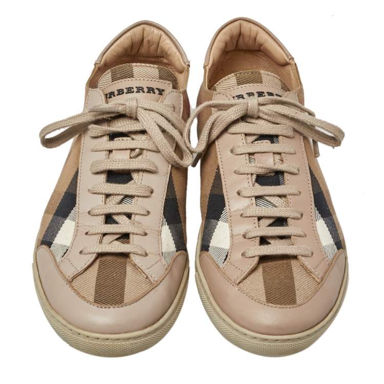 Pre Owned Burberry Nova Check Canvas And Leather Sneakers Size 39