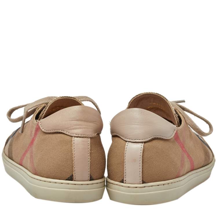 Pre Owned Burberry Nova Check Canvas And Leather Sneakers Size 39