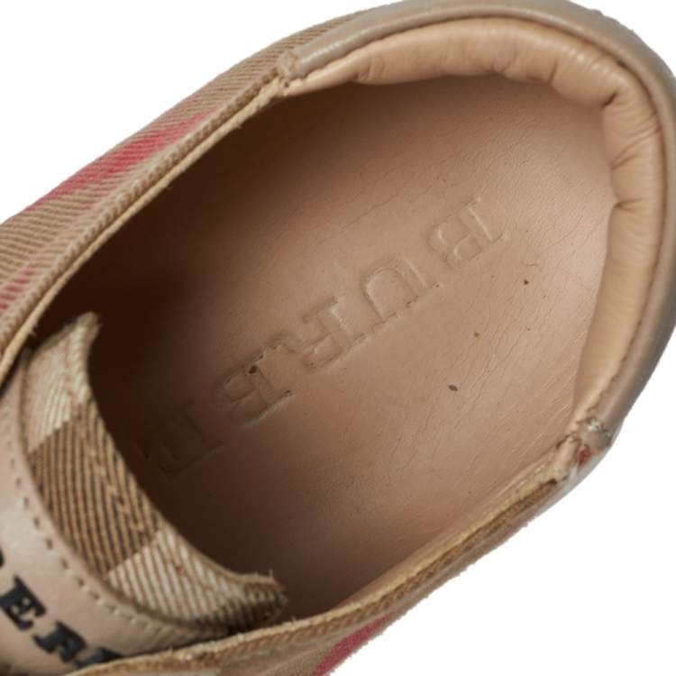 Pre Owned Burberry Nova Check Canvas And Leather Sneakers Size 39