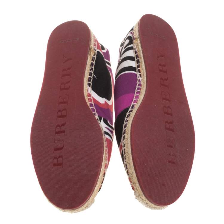 Pre Owned Burberry Multicolor Canvas Insects Of Britain Print Espadrille Flats Size 38.5