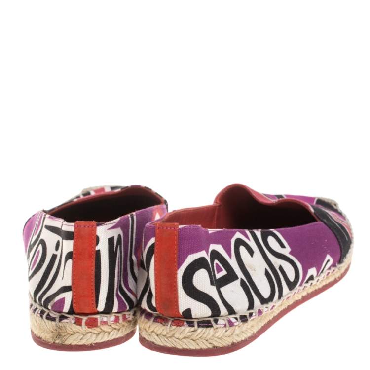 Pre Owned Burberry Multicolor Canvas Insects Of Britain Print Espadrille Flats Size 38.5