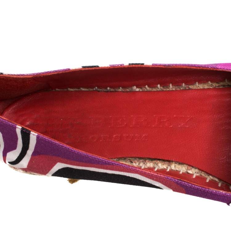 Pre Owned Burberry Multicolor Canvas Insects Of Britain Print Espadrille Flats Size 38.5