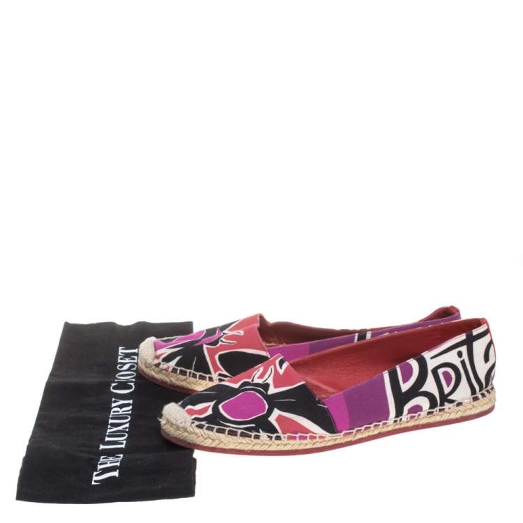 Pre Owned Burberry Multicolor Canvas Insects Of Britain Print Espadrille Flats Size 38.5