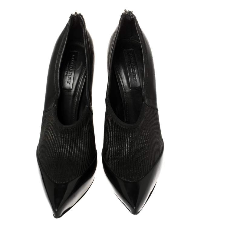 Pre Owned Burberry Black Leather Prorsum High Cut Booties Size 40.5