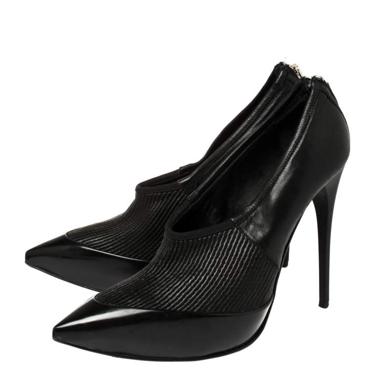 Pre Owned Burberry Black Leather Prorsum High Cut Booties Size 40.5
