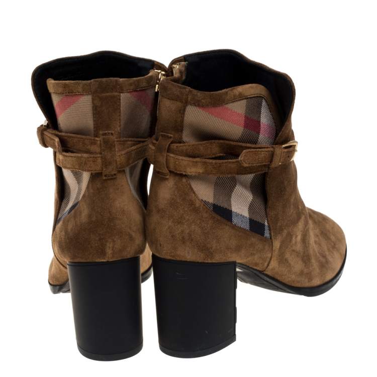 Pre Owned Burberry Brown Suede Stebbingford Boots Size 38