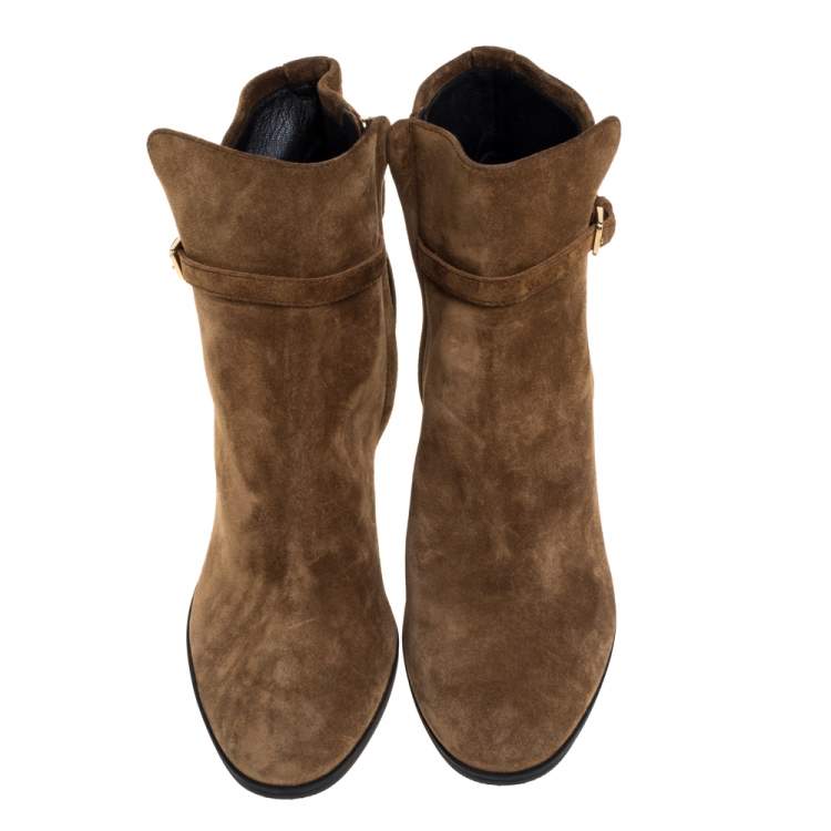 Pre Owned Burberry Brown Suede Stebbingford Boots Size 38