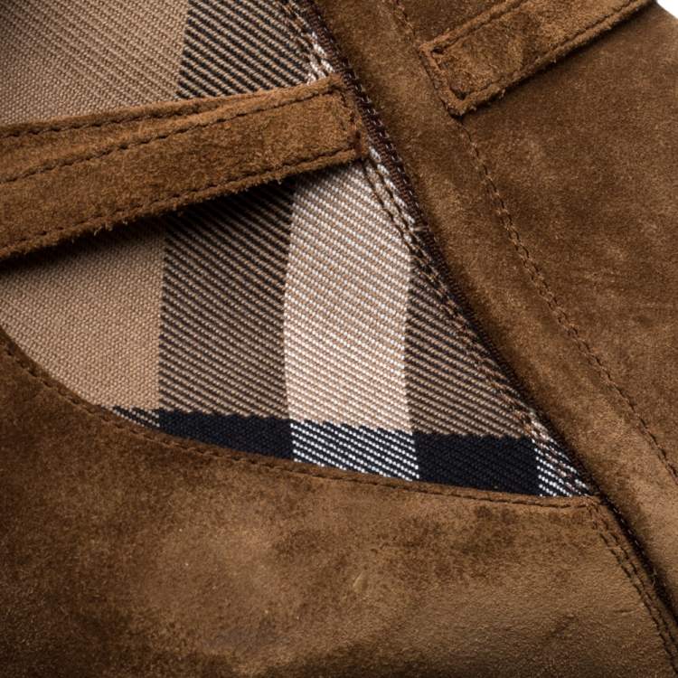 Pre Owned Burberry Brown Suede Stebbingford Boots Size 38
