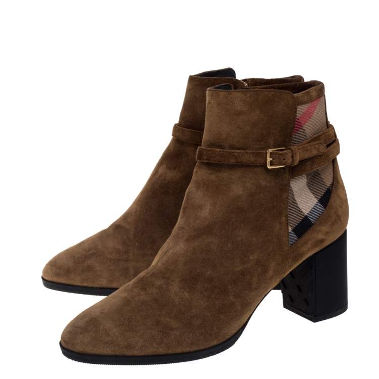 Pre Owned Burberry Brown Suede Stebbingford Boots Size 38