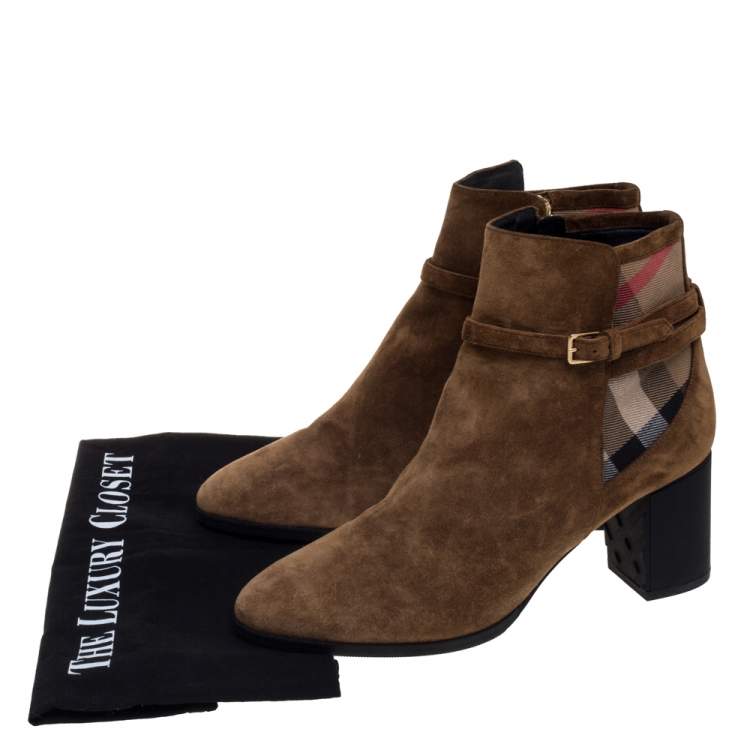 Pre Owned Burberry Brown Suede Stebbingford Boots Size 38