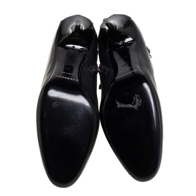 Pre Owned Burberry Black Leather and Fabric Ankle Length Booties Size 40