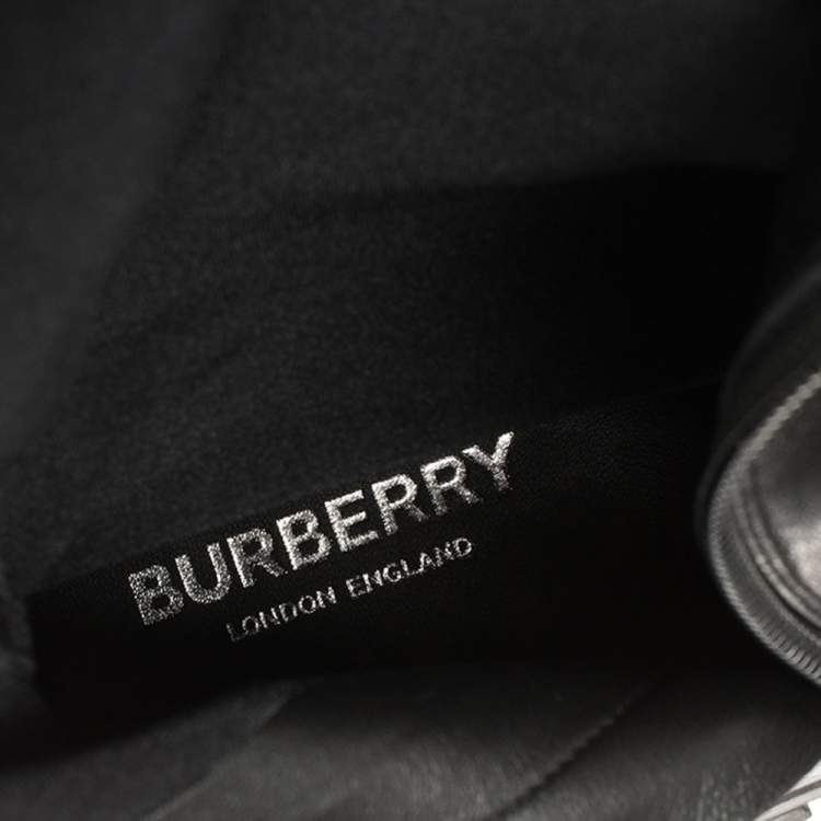 Pre Owned Burberry Black Leather Chunky Zipper Boots Size 40
