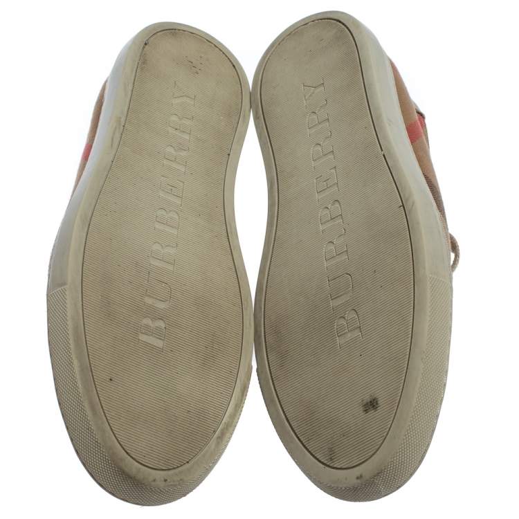 مملوكة مسبقًا Burberry Beige Nova Canvas And Leather Low Top Sneakers Size 40