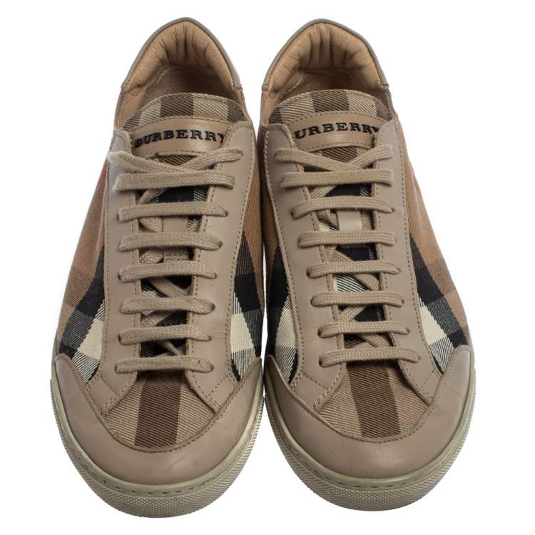 مملوكة مسبقًا Burberry Beige Nova Canvas And Leather Low Top Sneakers Size 40