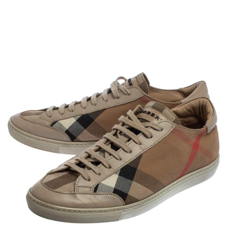 مملوكة مسبقًا Burberry Beige Nova Canvas And Leather Low Top Sneakers Size 40
