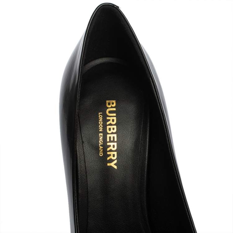Pre Owned Burberry Black/Brown Leather And Patent Leather Pointed Toe Annalise Pumps Size 37