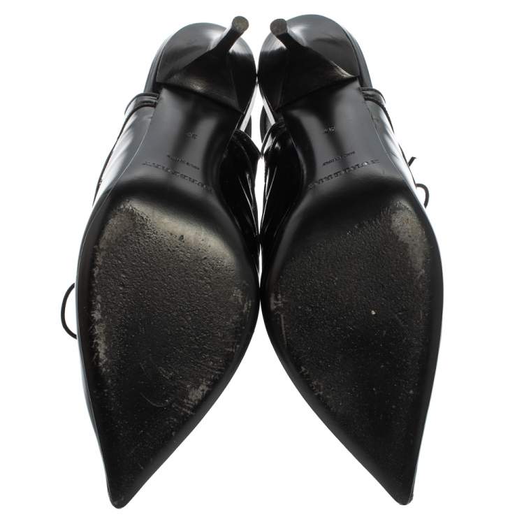 Pre Owned Burberry Black Patent Leather Buckton Pointed Toe Pumps Size 37