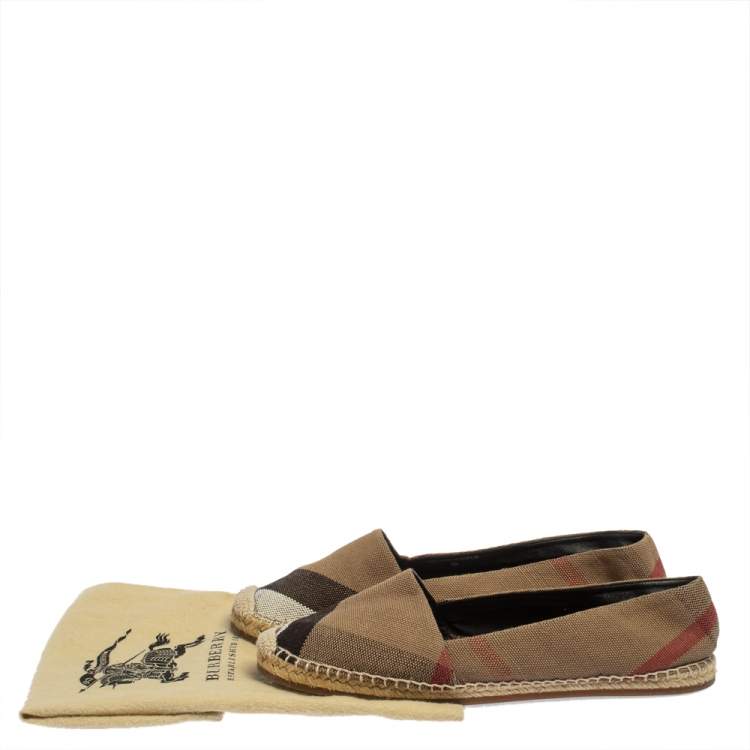 Pre Owned Burberry Brown Canvas House Check Espadrilles Flats Size 39