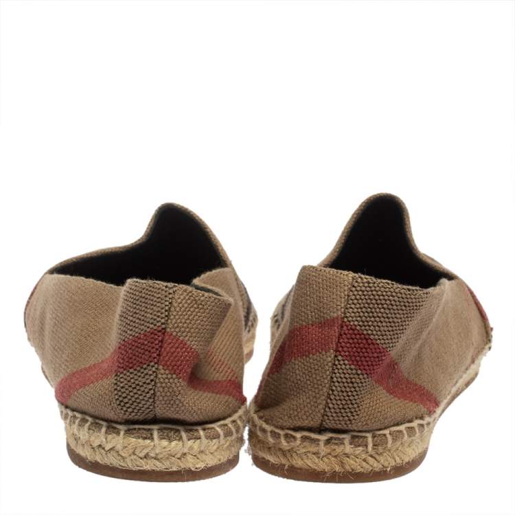 Pre Owned Burberry Brown Canvas House Check Espadrilles Flats Size 39
