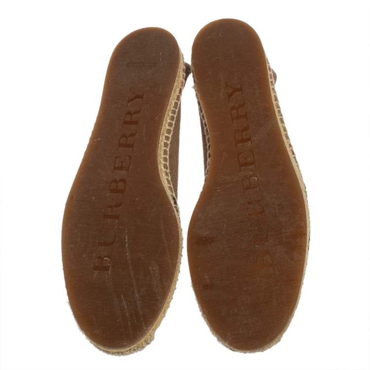 Pre Owned Burberry Brown Canvas House Check Espadrilles Flats Size 39