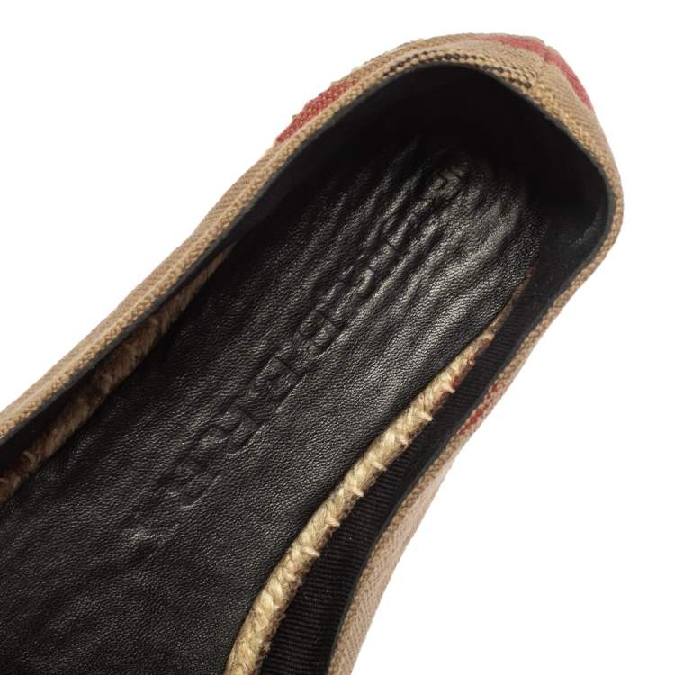 Pre Owned Burberry Brown Canvas House Check Espadrilles Flats Size 39