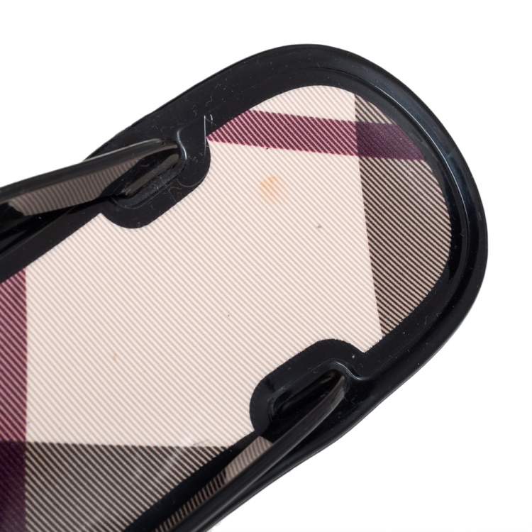 Pre Owned Burberry Black Jelly Thong Flats Size 37