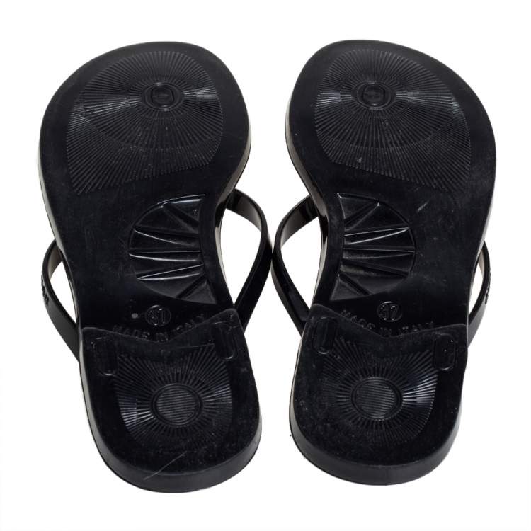 Pre Owned Burberry Black Jelly Thong Flats Size 37