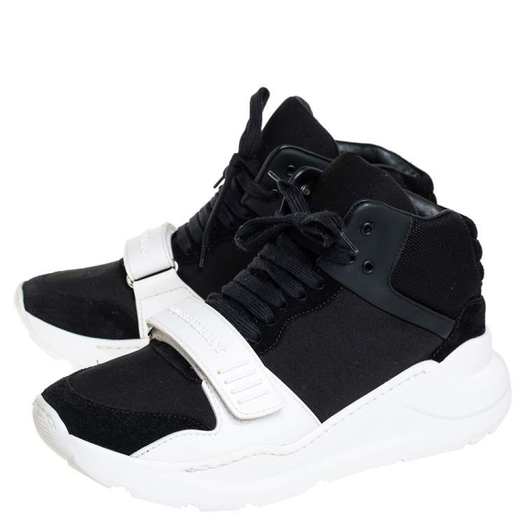 مملوكة مسبقًا Burberry Black Suede And Neoprene Regis High Top Sneakers Size 40