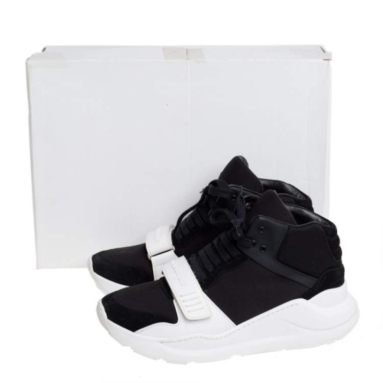 مملوكة مسبقًا Burberry Black Suede And Neoprene Regis High Top Sneakers Size 40