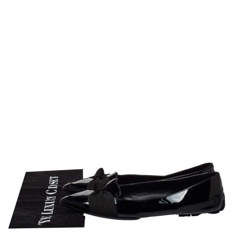 Pre Owned Burberry Black Patent Leather Halton Ballet Flats Size 37.5