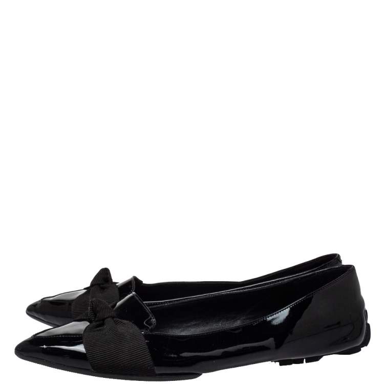 Pre Owned Burberry Black Patent Leather Halton Ballet Flats Size 37.5