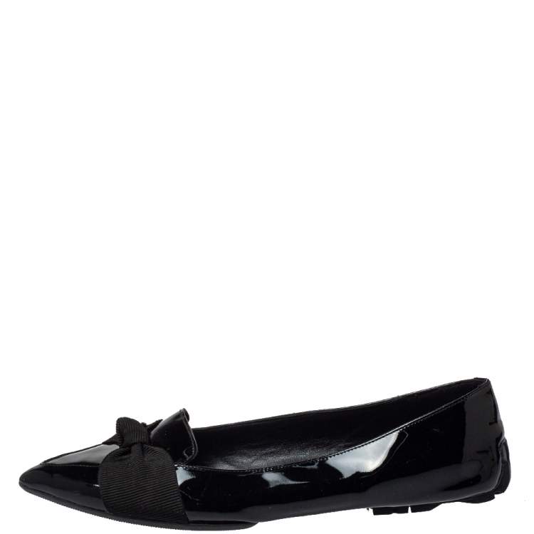 Pre Owned Burberry Black Patent Leather Halton Ballet Flats Size 37.5