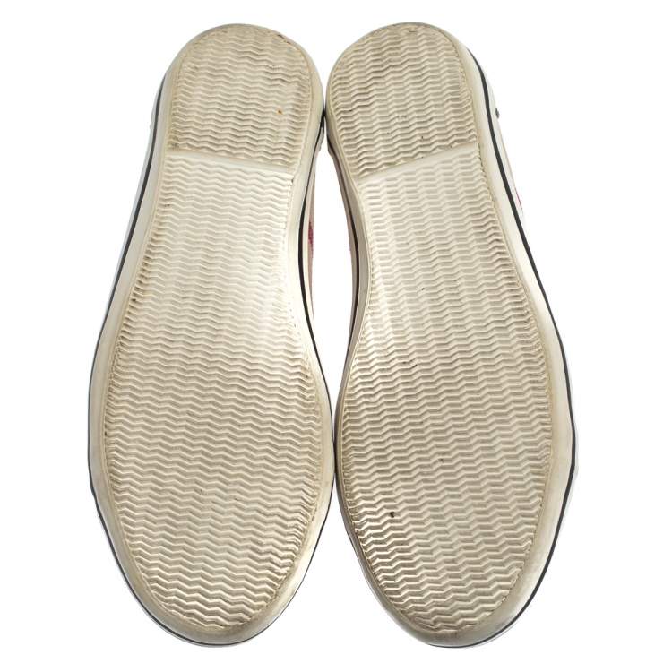 Pre Owned Burberry Beige/Black Novacheck Canvas And Leather Cap Toe Low Top Sneakers Size 39
