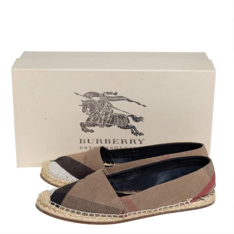 Pre Owned Burberry Brown Check Canvas Espadrille Flats Size 37