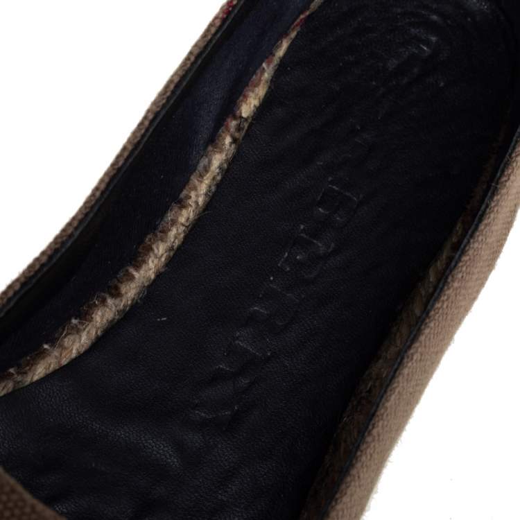 Pre Owned Burberry Brown Check Canvas Espadrille Flats Size 37