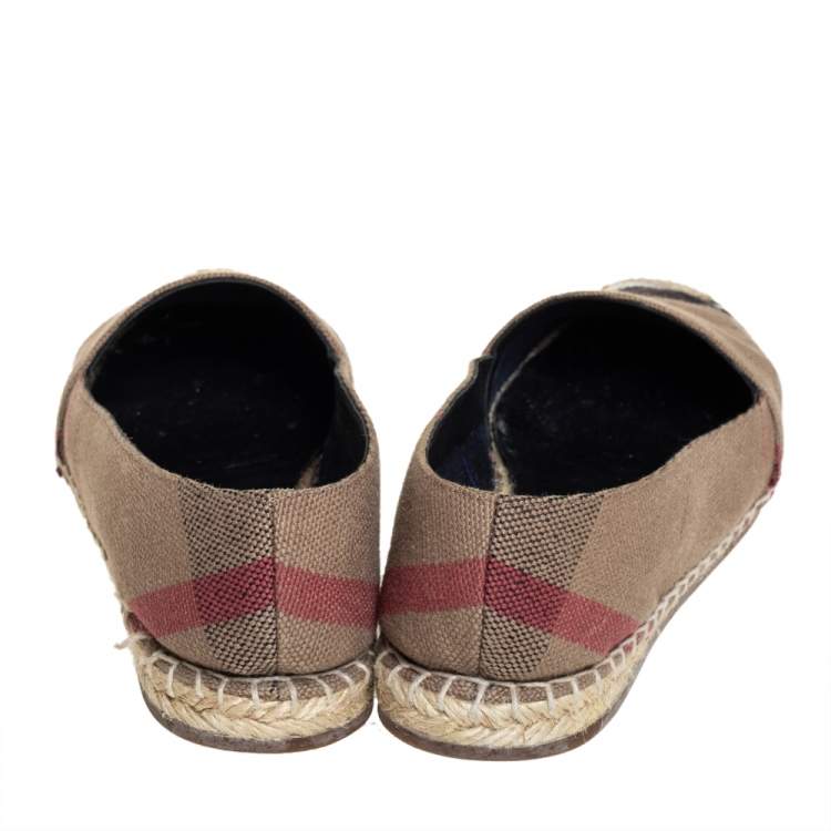 Pre Owned Burberry Brown Check Canvas Espadrille Flats Size 37