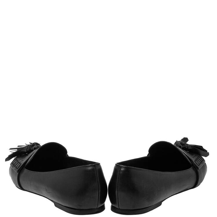 Pre Owned Burberry Black Leather Coledale Tassel Pointed Toe Penny Loafers Size 40