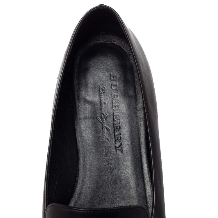 Pre Owned Burberry Black Leather Coledale Tassel Pointed Toe Penny Loafers Size 40