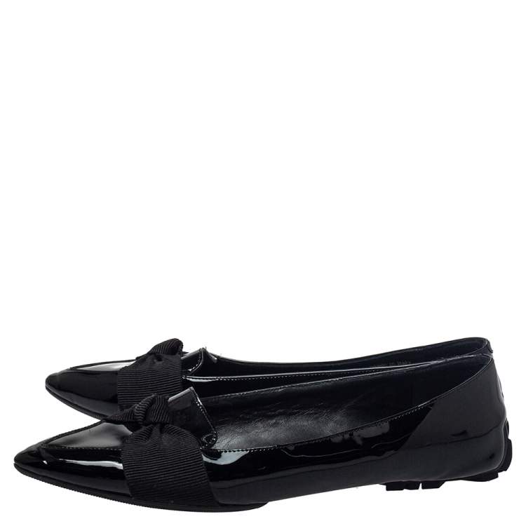 Pre Owned Burberry Black Patent Leather Ballet Flats Size 38
