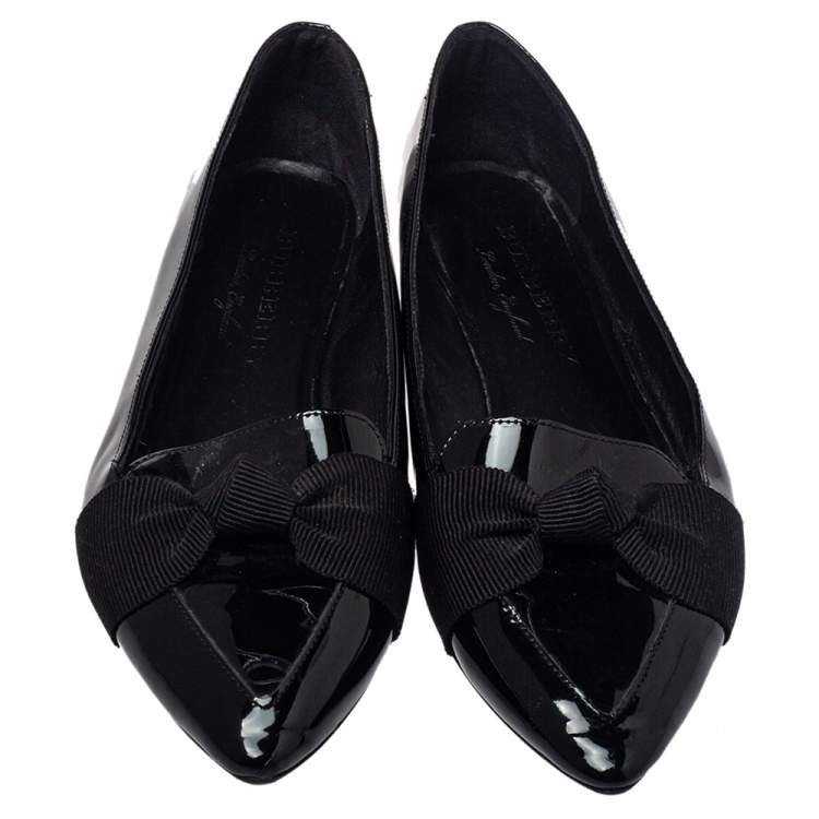Pre Owned Burberry Black Patent Leather Ballet Flats Size 38