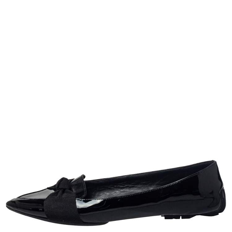 Pre Owned Burberry Black Patent Leather Ballet Flats Size 38