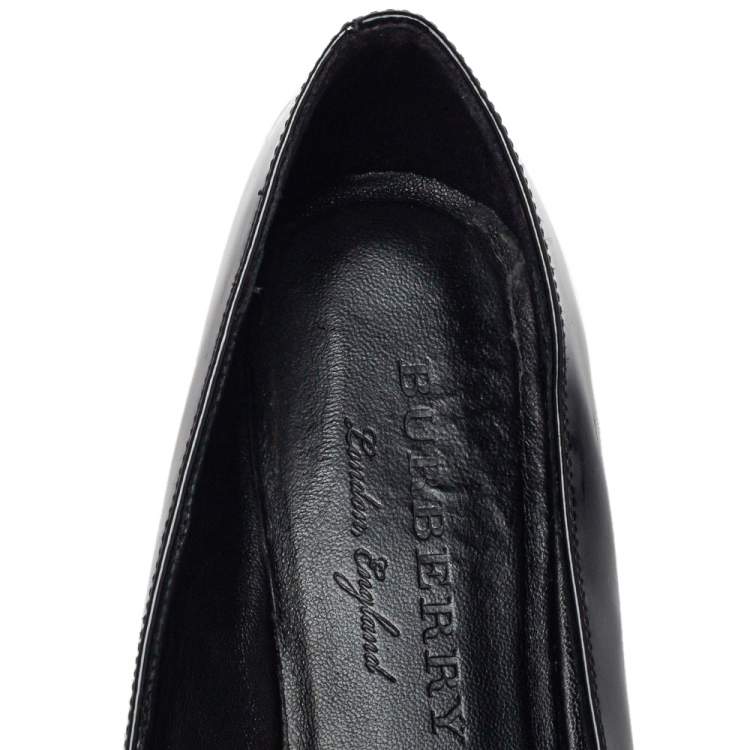 Pre Owned Burberry Black Patent Leather Ballet Flats Size 38