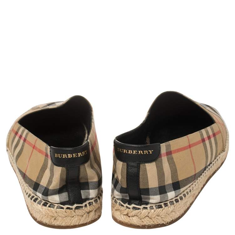 Pre Owned Burberry Vintage Check Canvas Espadrille Flats Size 40