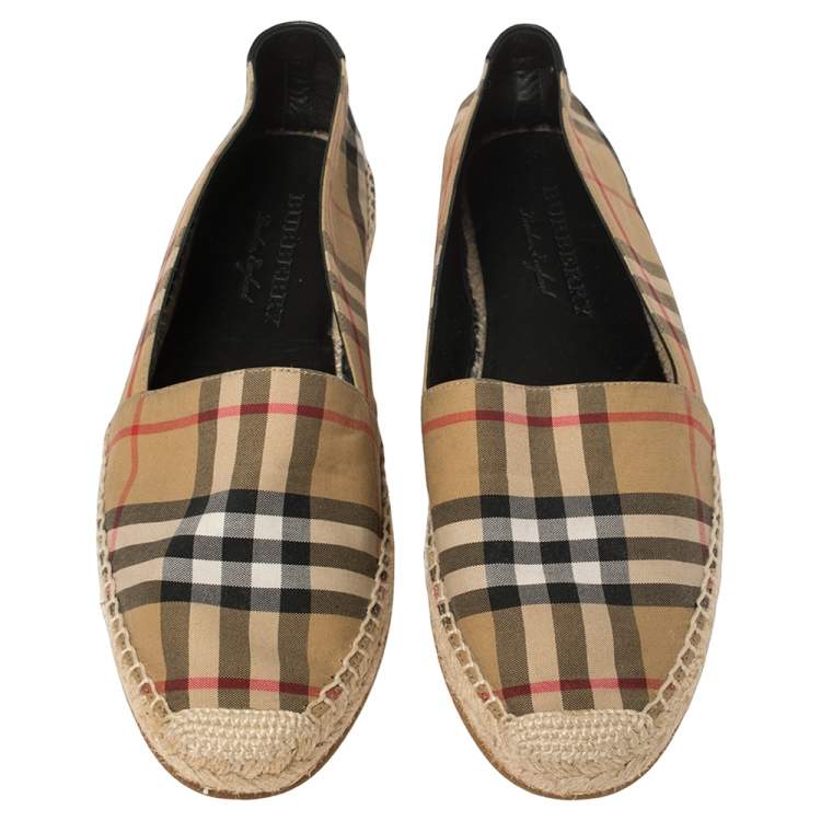 Pre Owned Burberry Vintage Check Canvas Espadrille Flats Size 40