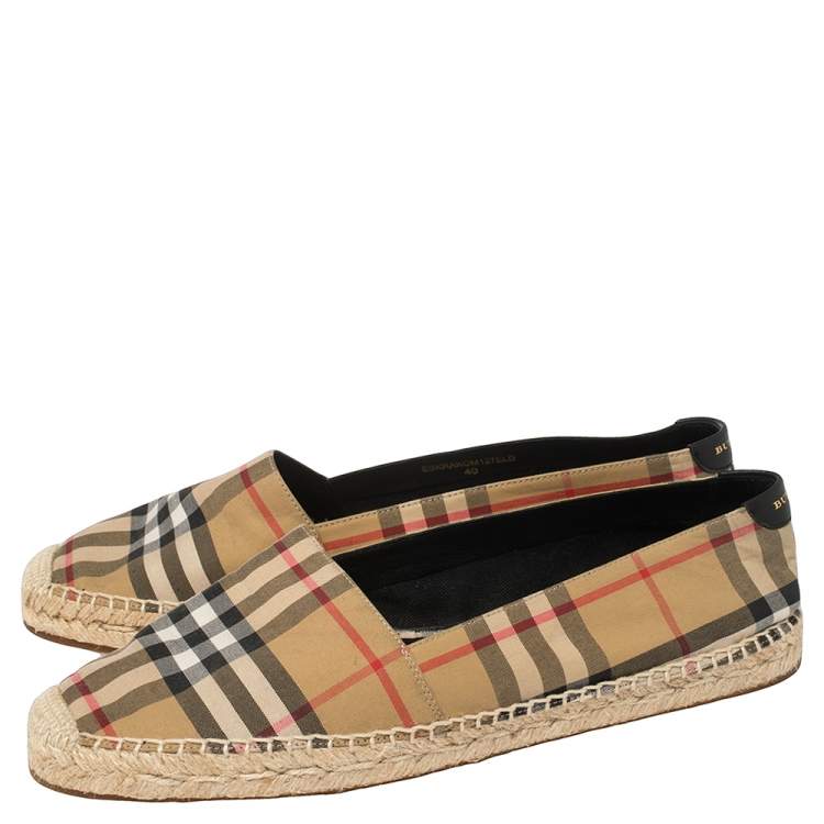 Pre Owned Burberry Vintage Check Canvas Espadrille Flats Size 40