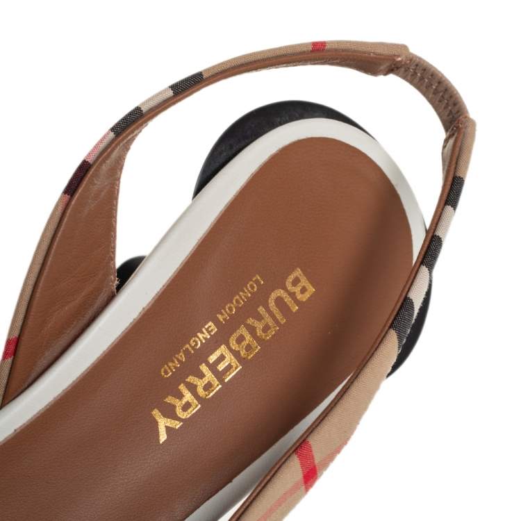 Pre Owned Burberry Multicolor Archive Check Fabric D'orsay Slingback Sandals Size 38 