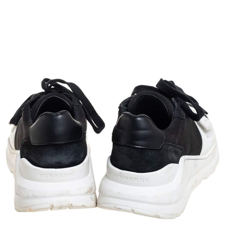 Pre Owned Burberry Black Neoprene And Suede Regis Low Top Sneakers Size 36